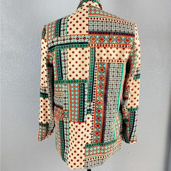 New Zara Multicolourer Satin Patchwork Print Flowing Blazer - Picture 16 of 17
